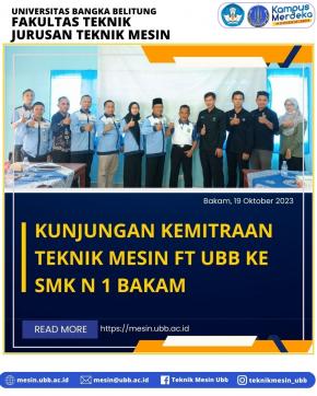 Kemitraan Jurusan Teknik Mesin FT UBB Kunjungi SMK Negeri 1 Bakam